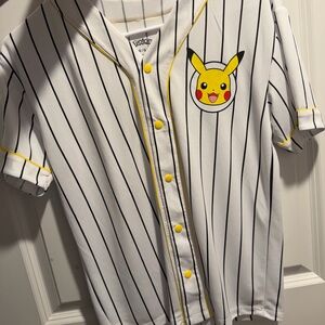 LG Kids White and Black Striped Jersey with Pikachu